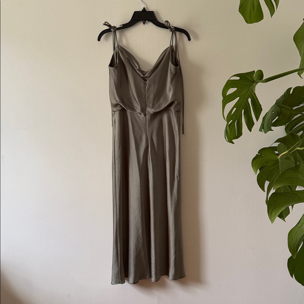 Jenny Yoo Olive Green Satin Slip Dress - Picture 6 of 10